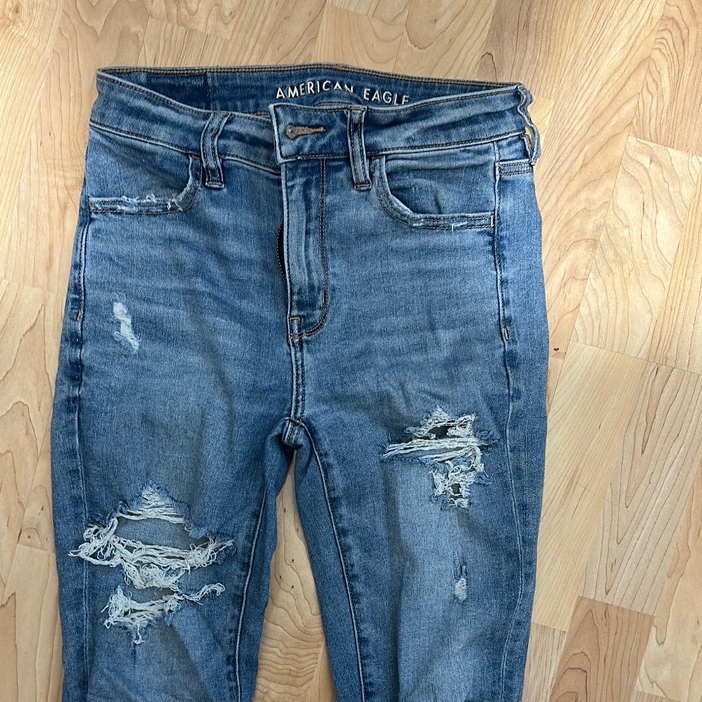 American Eagle Outfitters Skinny Blue Distressed Jeans